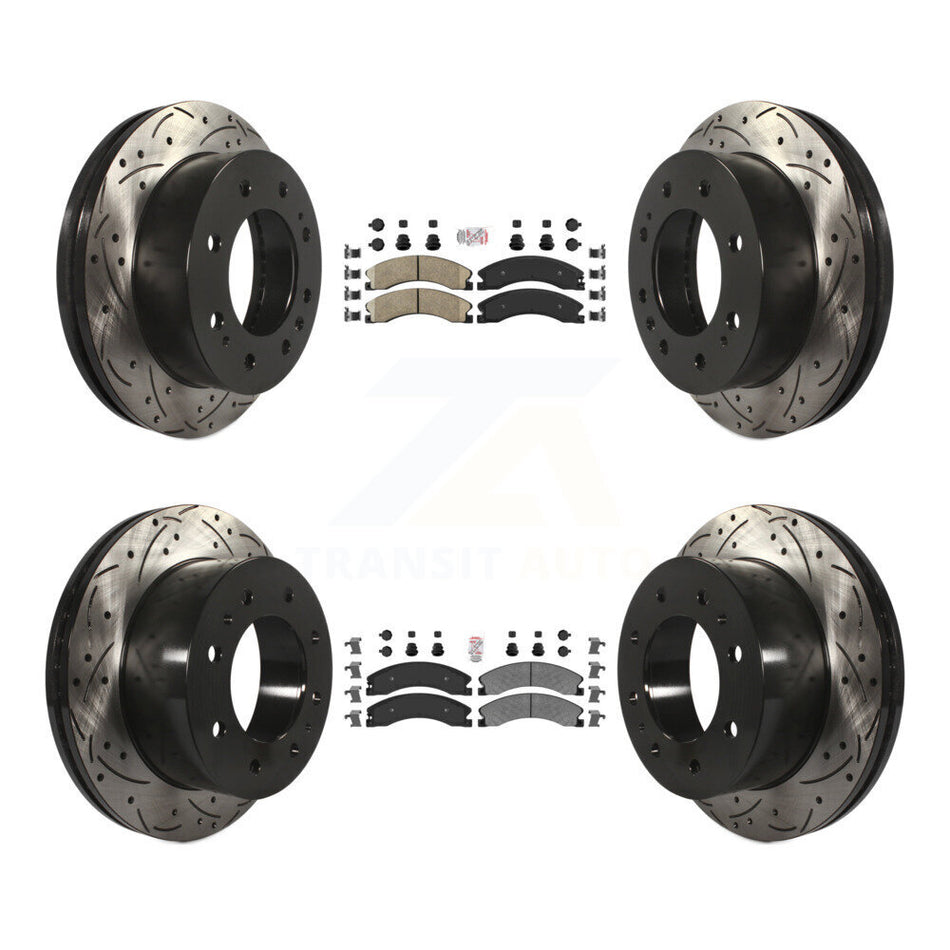 Front Ceramic Rear Semi-Metallic Pad Drill Slot Brake Rotors Kit For GMC Chevrolet Sierra KDA-101222