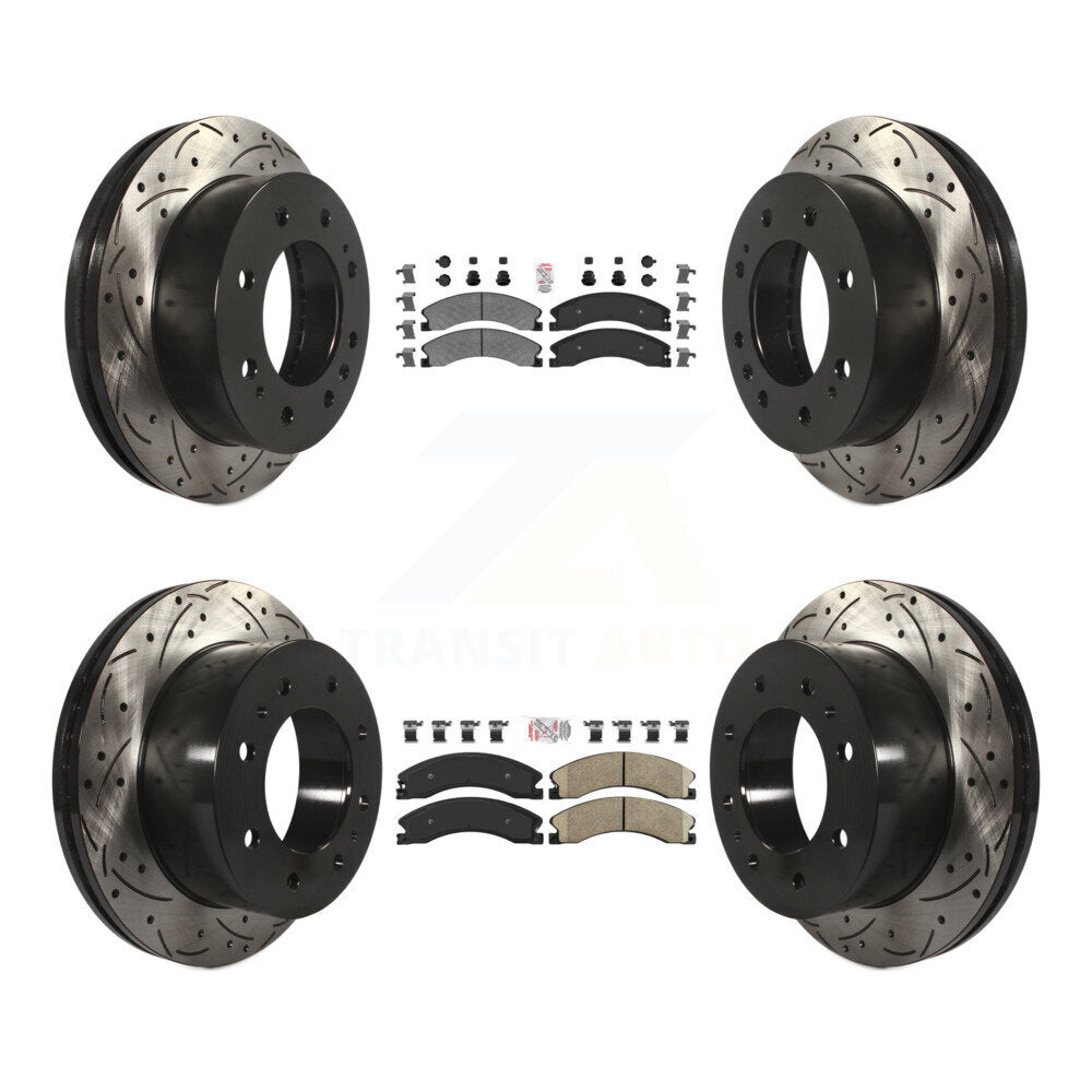 Front Semi-Metallic Rear Ceramic Pad Drill Slot Brake Rotors Kit For GMC Chevrolet Sierra KDA-101223