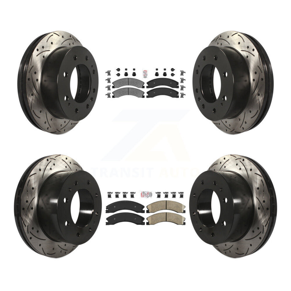 Front Semi-Metallic Rear Ceramic Pad Drill Slot Brake Rotors Kit For GMC Chevrolet Sierra KDA-101223