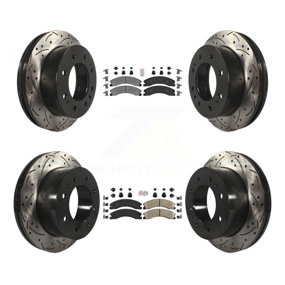 Front Semi-Metallic Rear Ceramic Pad Drill Slot Brake Rotors Kit For GMC Chevrolet Sierra KDA-101224