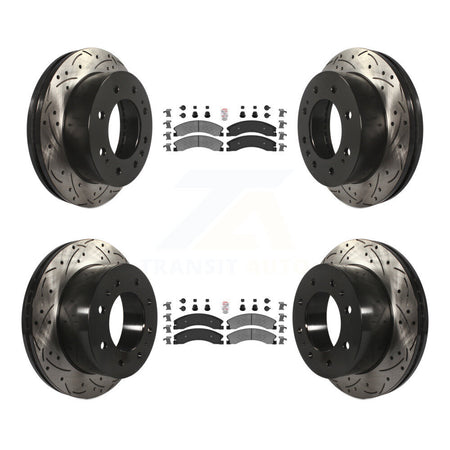 Front Rear Semi-Metallic Pad Drill Slot Brake Rotors Kit For GMC Chevrolet Sierra 2500 HD KDA-101225