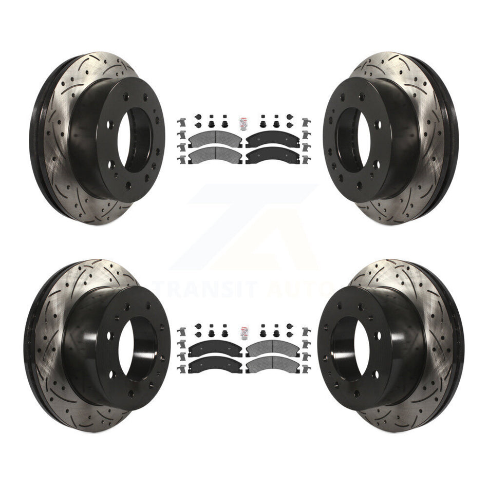 Front Rear Semi-Metallic Pad Drill Slot Brake Rotors Kit For GMC Chevrolet Sierra 2500 HD KDA-101225