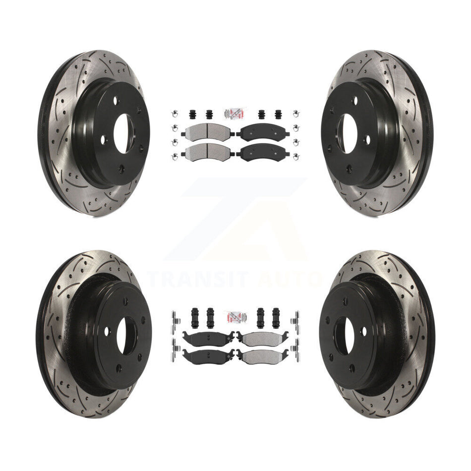 Front Rear Semi-Metallic Pad Drill Slot Brake Rotors Kit For Ram 1500 Classic Dodge Aspen KDA-101230