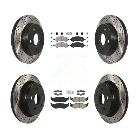 Front Rear Semi-Metallic Pad Drill Slot Brake Rotors Kit For Ram 1500 Classic Dodge Aspen KDA-101231
