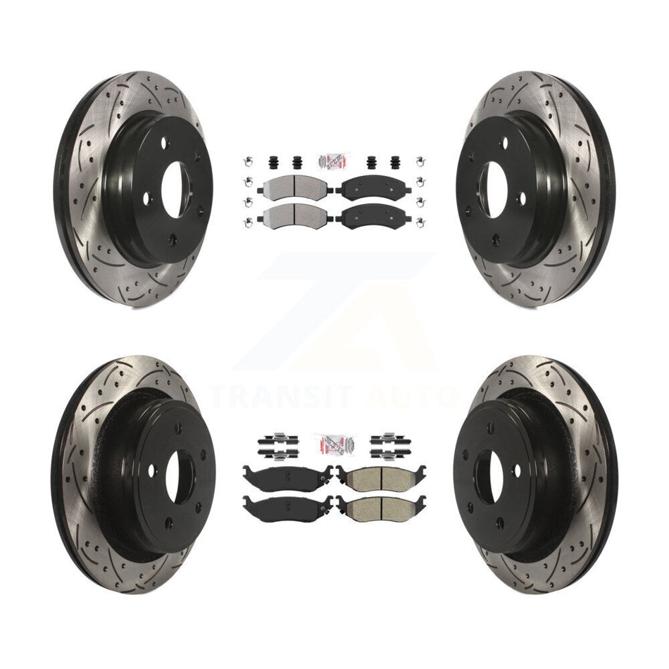Front Rear Semi-Metallic Pad Drill Slot Brake Rotors Kit For Ram 1500 Classic Dodge Aspen KDA-101231