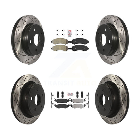 Front Rear Semi-Metallic Pad Drill Slot Brake Rotors Kit For Ram 1500 Classic Dodge Aspen KDA-101232