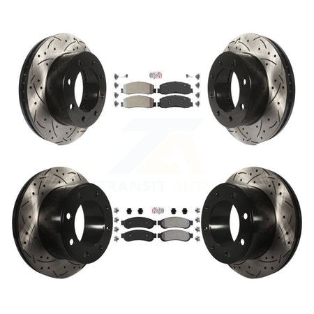Front Rear Semi-Metallic Pad Drilled Slot Brake Rotor Kit For Ford F-350 Super Duty F-250 KDA-101235
