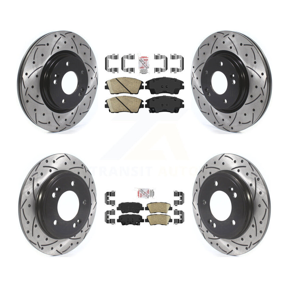 Front Rear Ceramic Pad Drill Slot Disc Brake Rotor Kit For 2017-2020 Hyundai Elantra 1.6L KDA-101260
