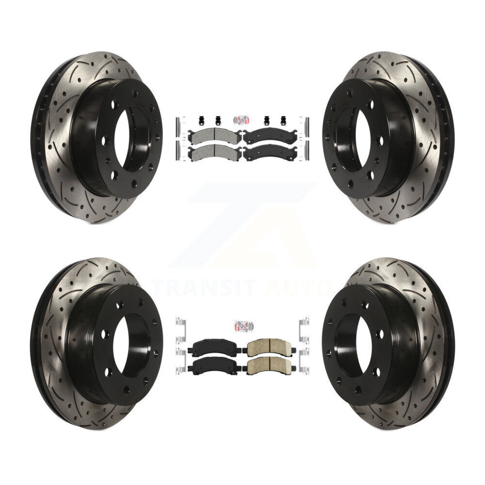 Front Semi-Metallic Rear Ceramic Pad Drill Slot Disc Brake Rotors Kit For GMC Savana 2500 KDA-101261