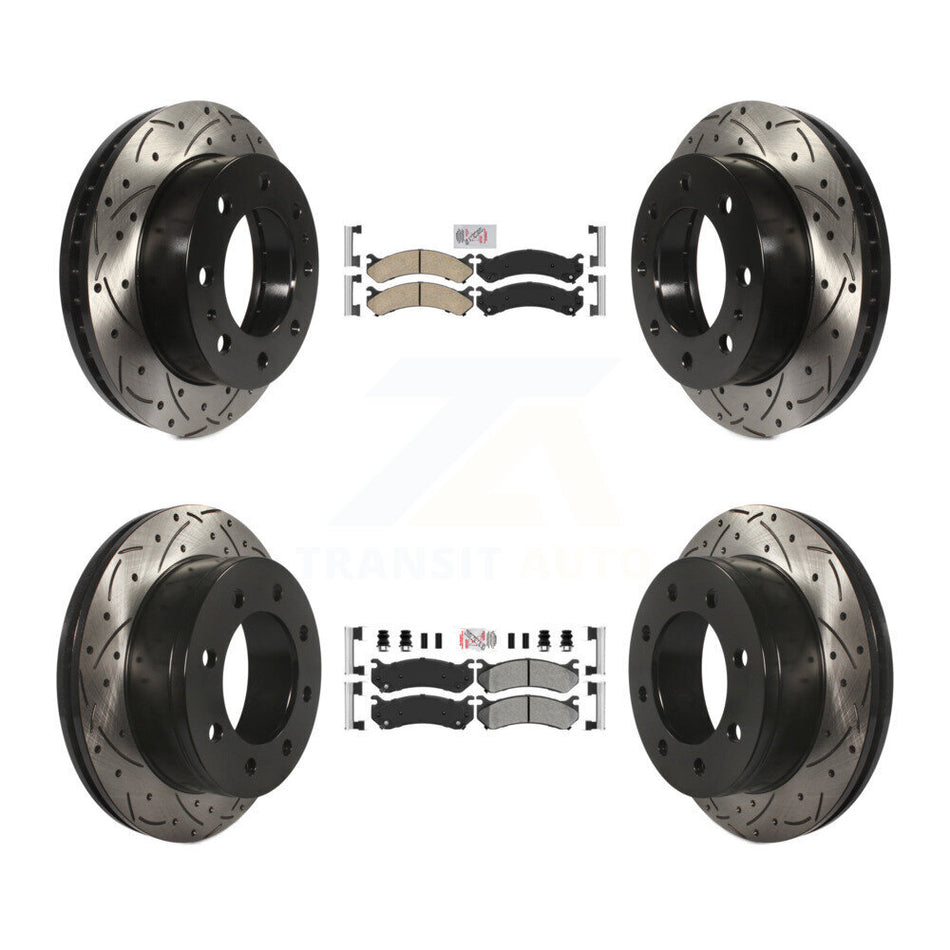 Front Ceramic Rear Semi-Metallic Pad Drill Slot Brake Rotors Kit For Chevrolet GMC Sierra KDA-101267