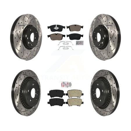 Front Ceramic Rear Semi-Metallic Pad Coat Drill Slot Disc Brake Rotors Kit For Volvo XC60 KDA-101279
