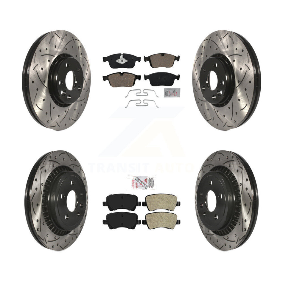 Front Ceramic Rear Semi-Metallic Pad Coat Drill Slot Disc Brake Rotors Kit For Volvo XC60 KDA-101279