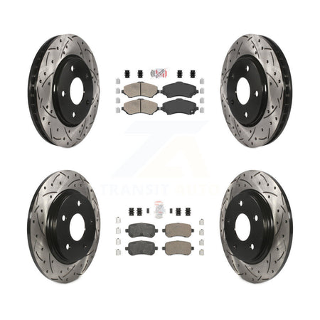 Front Rear Ceramic Pad Drill Slot Brake Rotors Kit For Dodge Grand Caravan Journey Town & KDA-101280