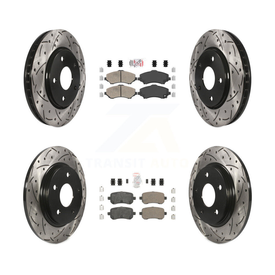 Front Rear Ceramic Pad Drill Slot Brake Rotors Kit For Dodge Grand Caravan Journey Town & KDA-101280