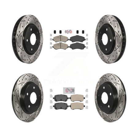 Front Rear Ceramic Pad Drill Slot Brake Rotors Kit For Dodge Grand Caravan Journey Town & KDA-101281