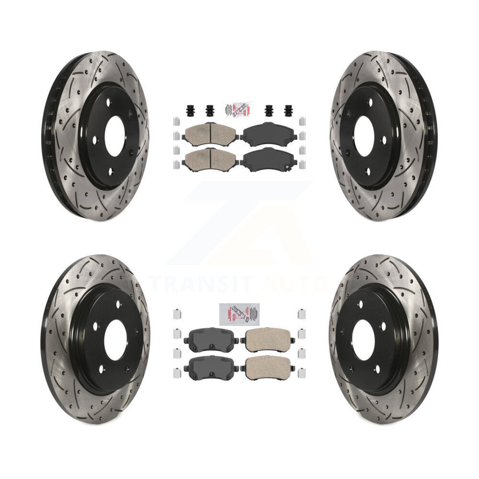 Front Rear Ceramic Pad Drill Slot Brake Rotors Kit For Dodge Grand Caravan Journey Town & KDA-101281