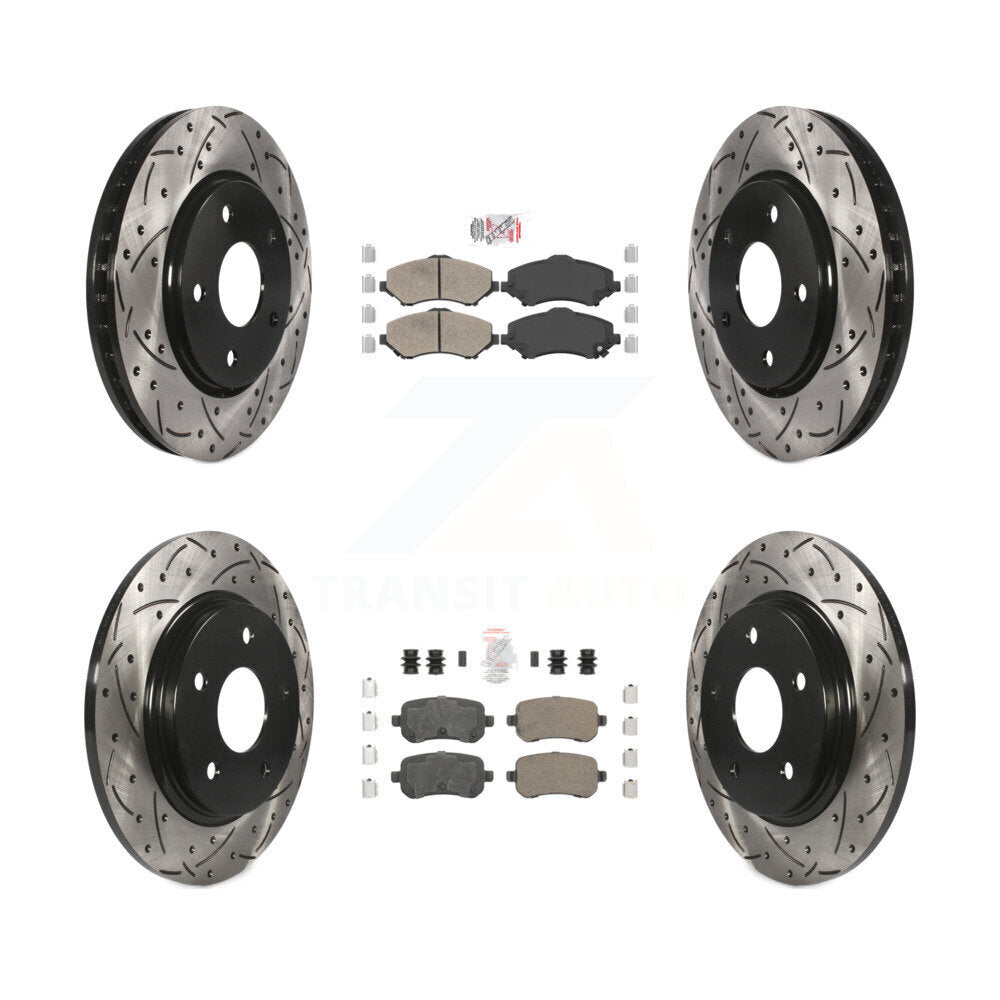 Front Rear Ceramic Pad Drill Slot Brake Rotors Kit For Dodge Grand Caravan Journey Town & KDA-101282