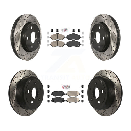 Front Rear Ceramic Pad And Coated Drilled Slotted Disc Brake Rotors Kit For Jeep Wrangler KDA-101284