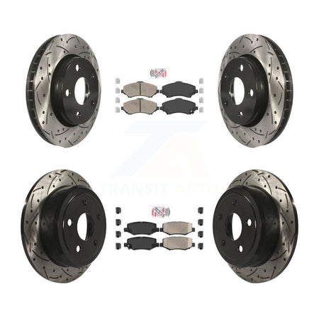Front Rear Ceramic Pad And Coated Drilled Slotted Disc Brake Rotors Kit For Jeep Wrangler KDA-101286