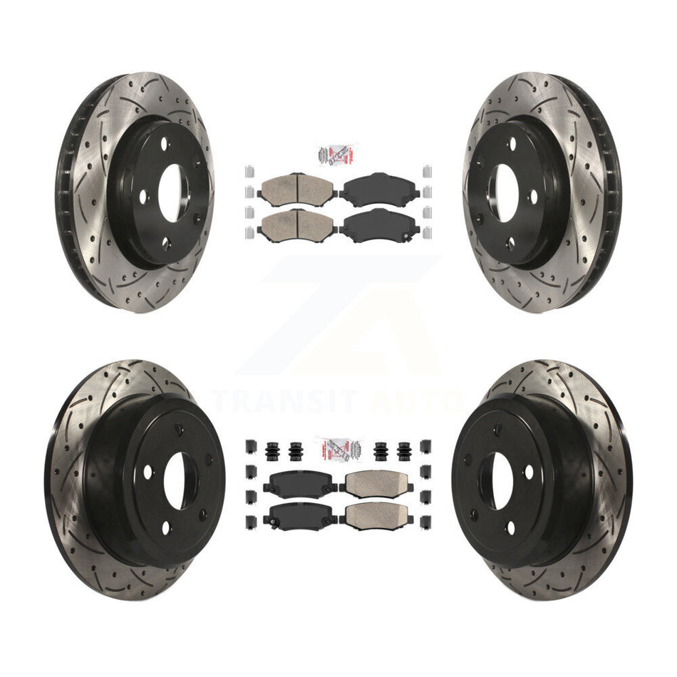 Front Rear Ceramic Pad And Coated Drilled Slotted Disc Brake Rotors Kit For Jeep Wrangler KDA-101287