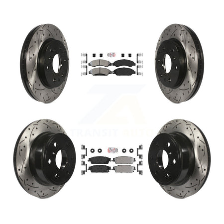 Front Rear Semi-Metallic Pad Drill Slot Brake Rotors Kit For Chevrolet Avalanche Cadillac KDA-101290