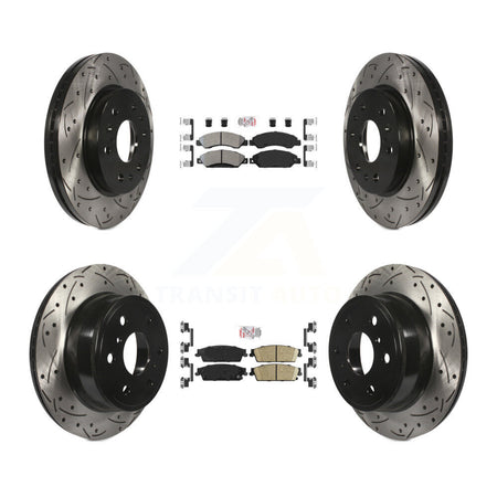Front Semi-Metallic Rear Ceramic Pad Drilled Slot Brake Rotor Kit For Chevrolet Avalanche KDA-101291