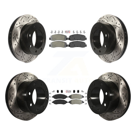 Front Rear Semi-Metallic Pad Drilled Slot Brake Rotor Kit For Ford F-350 Super Duty F-250 KDA-101292