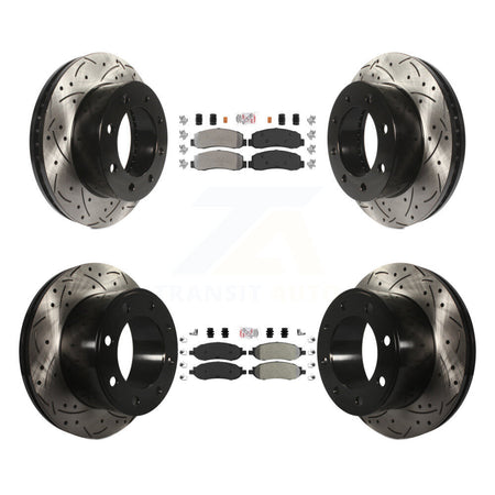 Front Rear Semi-Metallic Pad Drilled Slot Brake Rotor Kit For Ford F-350 Super Duty F-250 KDA-101294