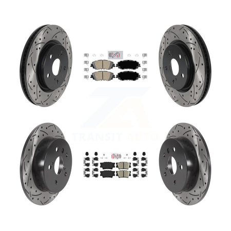 Front Rear Ceramic Pads And Coated Drilled Slotted Disc Brake Rotors Kit For Toyota Camry KDA-101300