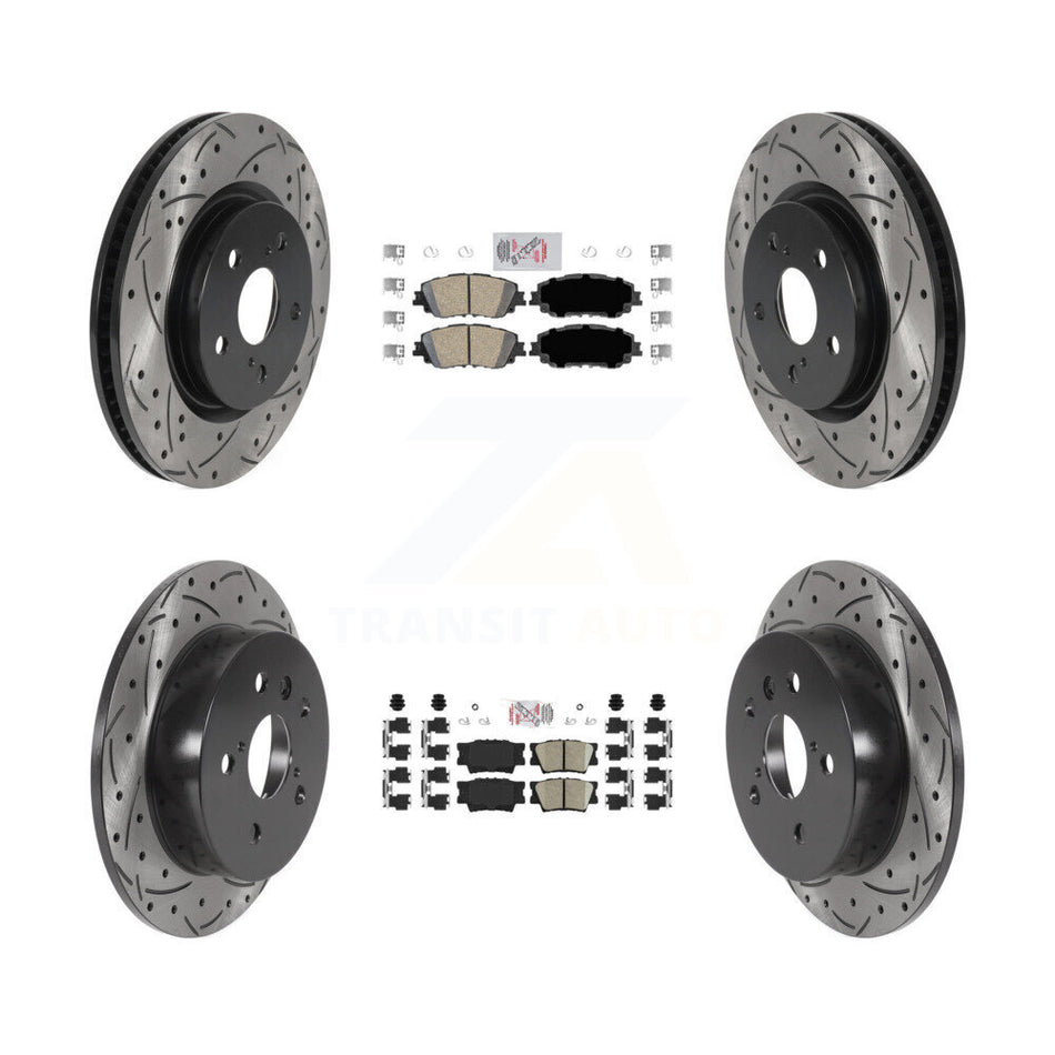 Front Rear Ceramic Pads And Coated Drilled Slotted Disc Brake Rotors Kit For Toyota Camry KDA-101300