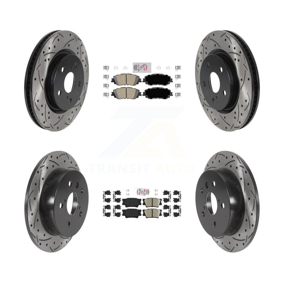 Front Rear Ceramic Pads And Coated Drilled Slotted Disc Brake Rotors Kit For Toyota Camry KDA-101301