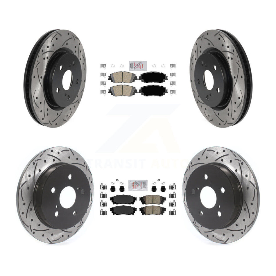 Front Rear Ceramic Pad & Drilled Slot Brake Rotor Kit For Toyota RAV4 Camry Corolla Cross KDA-101306