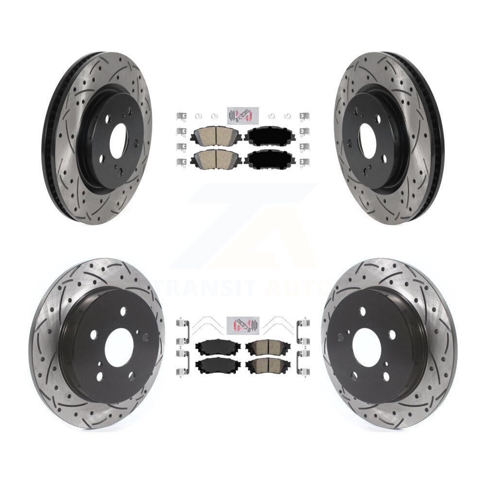 Front Rear Ceramic Pad & Drilled Slot Brake Rotor Kit For Toyota RAV4 Camry Corolla Cross KDA-101307