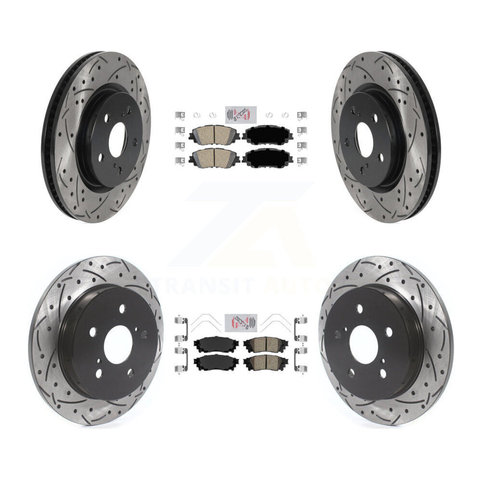 Front Rear Ceramic Pad & Drilled Slot Brake Rotor Kit For Toyota RAV4 Camry Corolla Cross KDA-101307