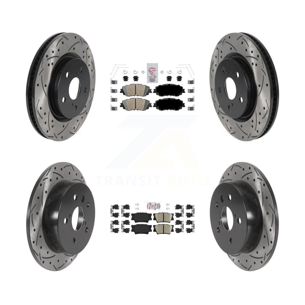 Front Rear Ceramic Pads And Coated Drilled Slotted Disc Brake Rotors Kit For Toyota Camry KDA-101309