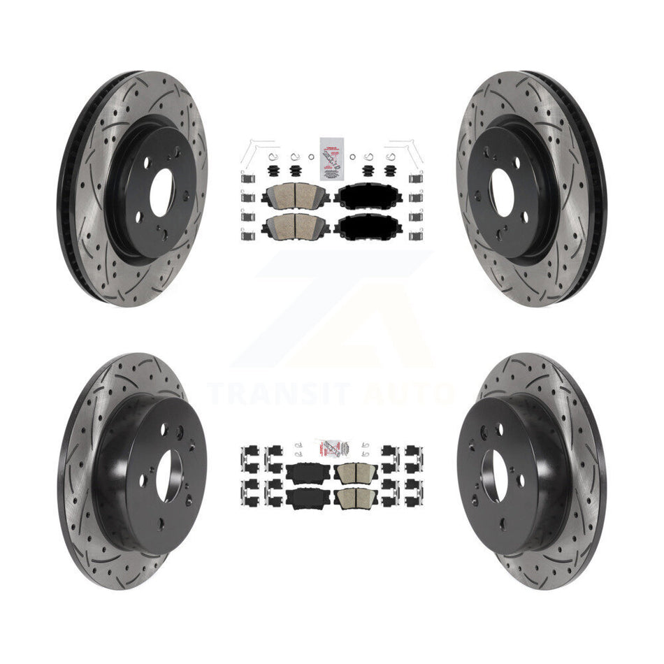 Front Rear Ceramic Pads And Coated Drilled Slotted Disc Brake Rotors Kit For Toyota Camry KDA-101309