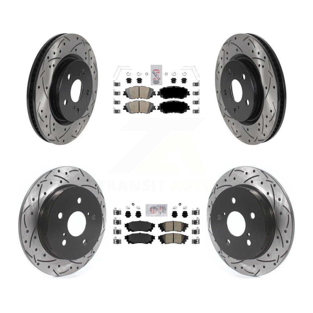 Front Rear Ceramic Pad & Drilled Slot Brake Rotor Kit For Toyota RAV4 Camry Corolla Cross KDA-101314