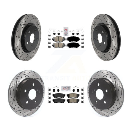 Front Rear Ceramic Pad & Drilled Slot Brake Rotor Kit For Toyota RAV4 Camry Corolla Cross KDA-101314