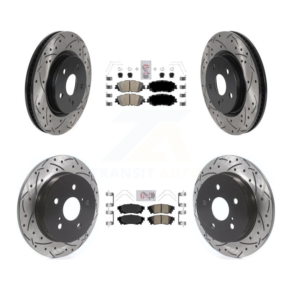 Front Rear Ceramic Pad & Drilled Slot Brake Rotor Kit For Toyota RAV4 Camry Corolla Cross KDA-101315