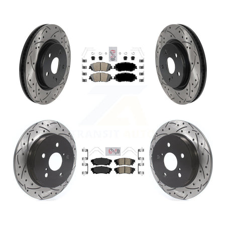 Front Rear Ceramic Pad & Drilled Slot Brake Rotor Kit For Toyota RAV4 Camry Corolla Cross KDA-101315