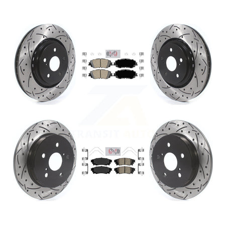 Front Rear Ceramic Pad Drill Slot Brake Rotors Kit For 2020 Toyota Camry With TRD Package KDA-101321