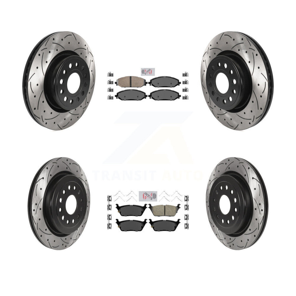 Front Rear Ceramic Pads And Coated Drilled Slotted Disc Brake Rotors Kit For Ram 1500 KDA-101337