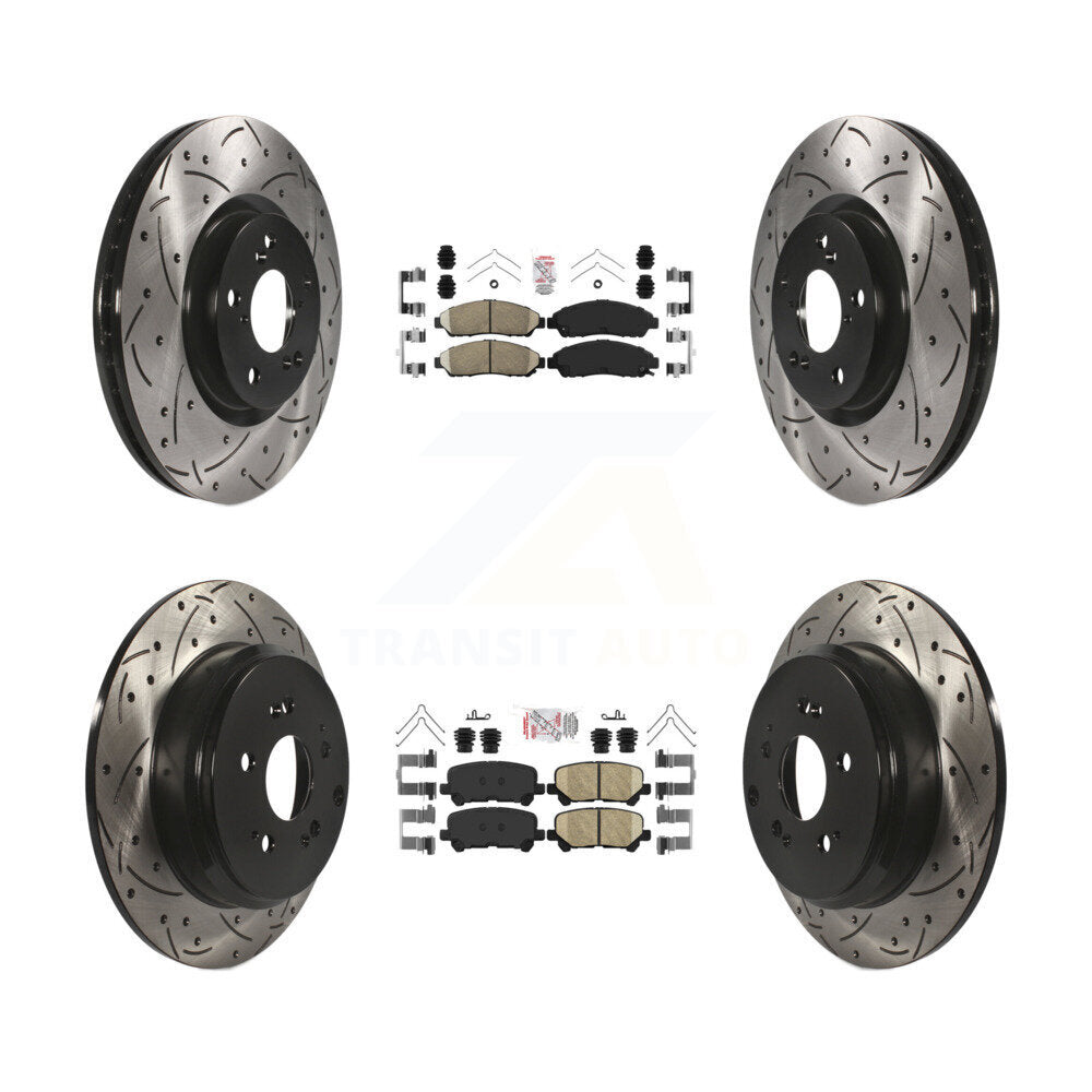 Front Rear Ceramic Pad Coat Drill Slot Disc Brake Rotor Kit For Honda Pilot Acura MDX ZDX KDA-101339