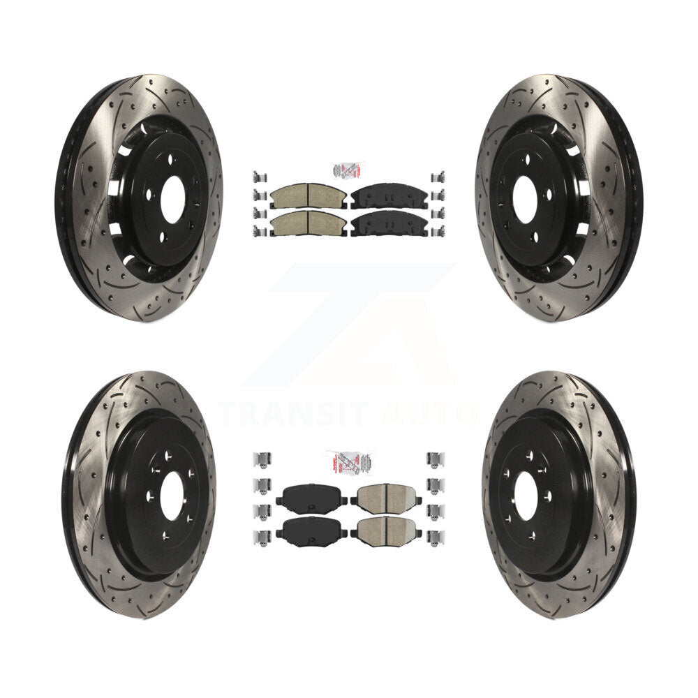 Front Rear Ceramic Pad Drilled Slot Brake Rotors Kit For Ford Explorer Police Interceptor KDA-101344