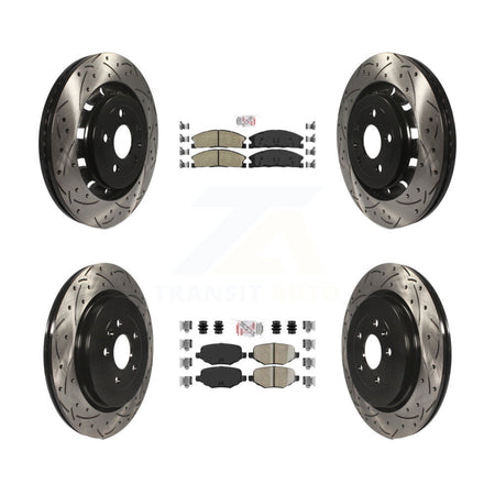 Front Rear Ceramic Pad Drilled Slot Brake Rotors Kit For Ford Explorer Police Interceptor KDA-101348