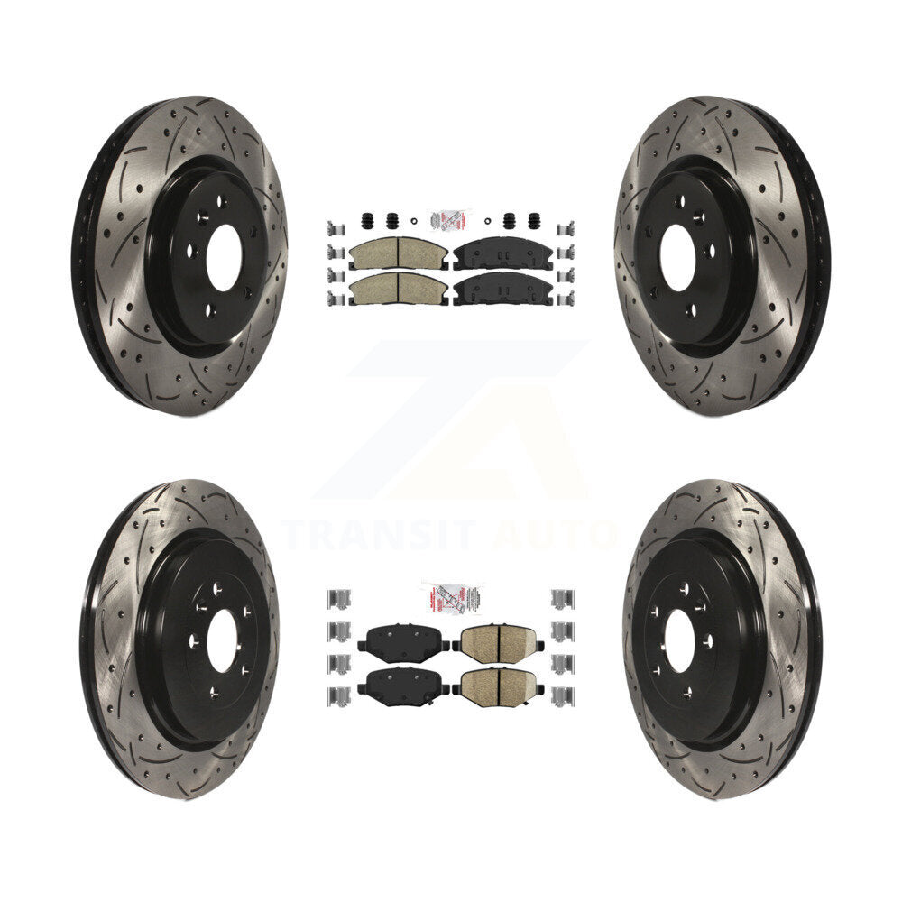 Front Rear Ceramic Pad Coat Drill Slot Disc Brake Rotors Kit For 2013 Ford Explorer Sport KDA-101355