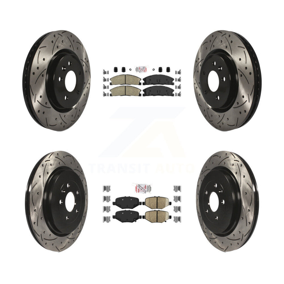 Front Rear Ceramic Pad Coat Drill Slot Disc Brake Rotors Kit For 2013 Ford Explorer Sport KDA-101355