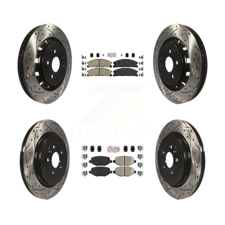 Front Rear Ceramic Pad Drilled Slot Brake Rotors Kit For Ford Explorer Police Interceptor KDA-101360