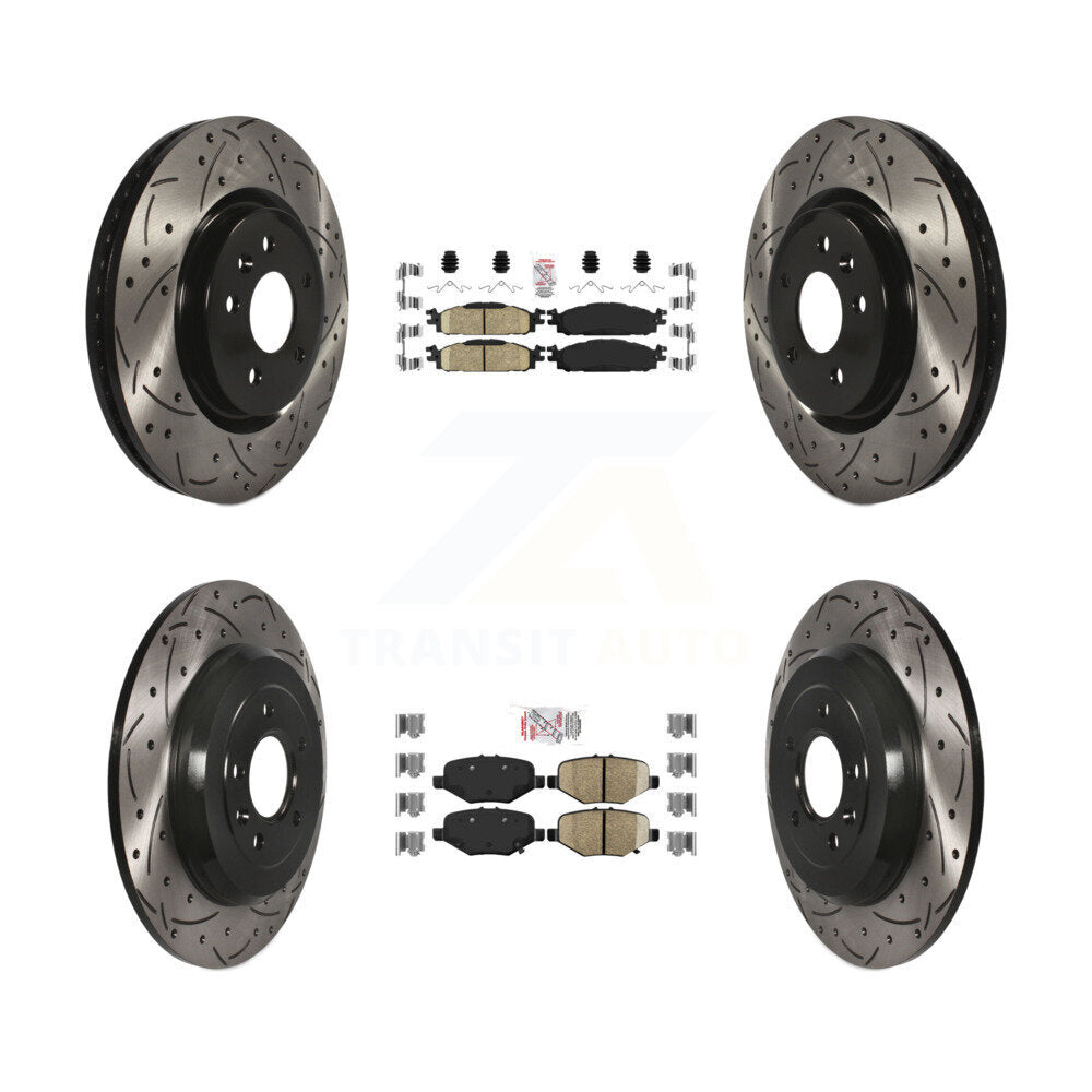 Front Rear Ceramic Pad Drill Slot Brake Rotors Kit For 15 Ford Explorer Limited/Sport/XLT KDA-101374
