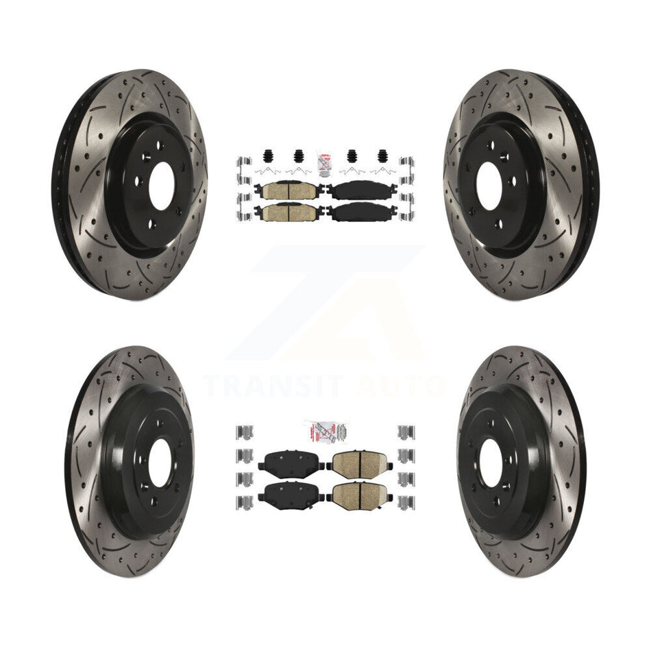 Front Rear Ceramic Pad Drill Slot Brake Rotors Kit For 15 Ford Explorer Limited/Sport/XLT KDA-101374